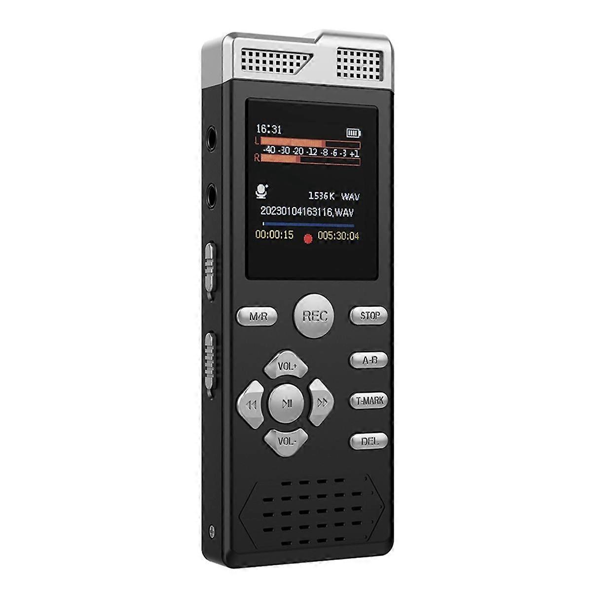 Digital Voice Recorder Voice Activated Dual Microphone Recording Password Protection Line-in MP3 Music Player 16G