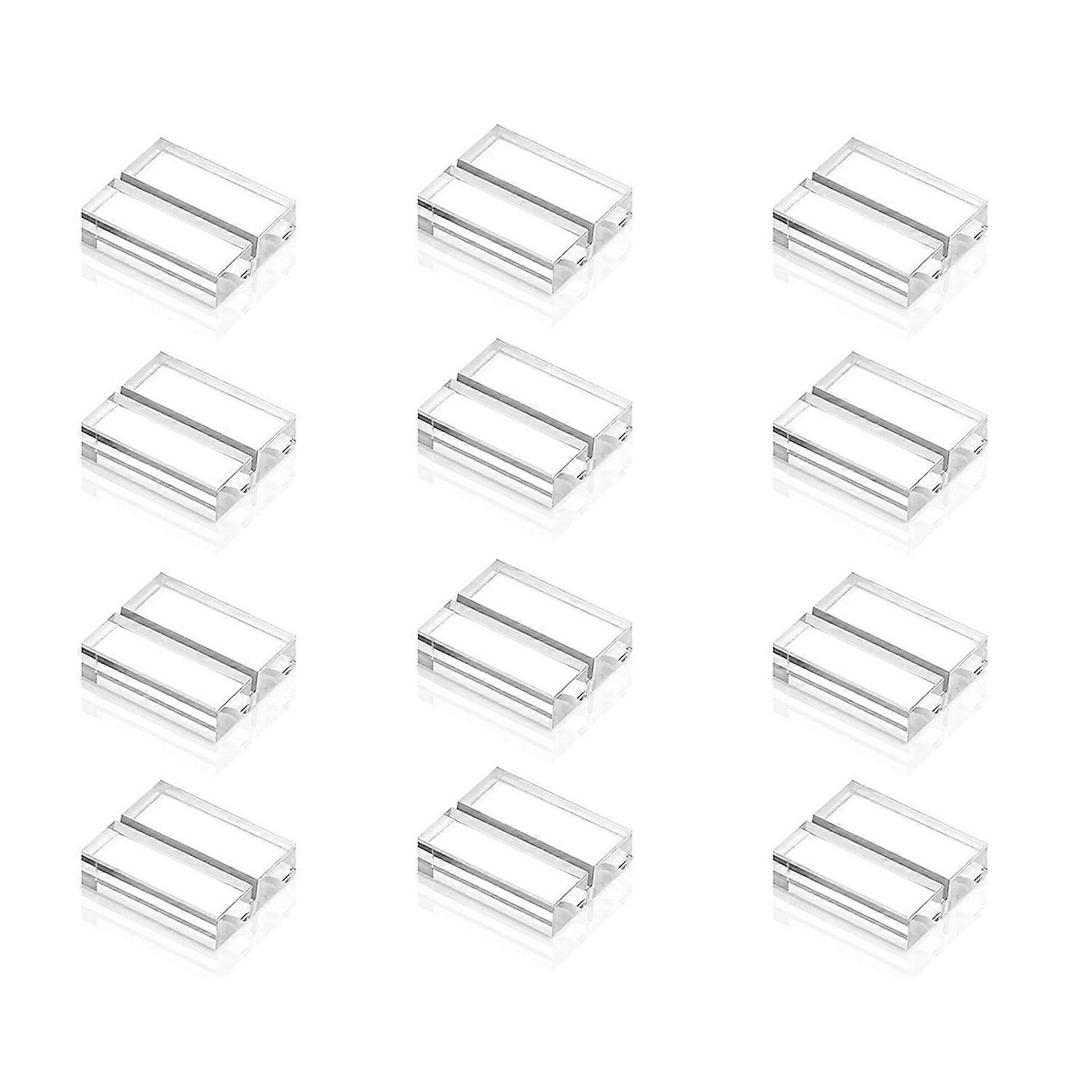 Acrylic Stands Clear Place Card Holders with Card Slot Table Numbers Display Stands Wedding Sign Holders (12 Pieces)