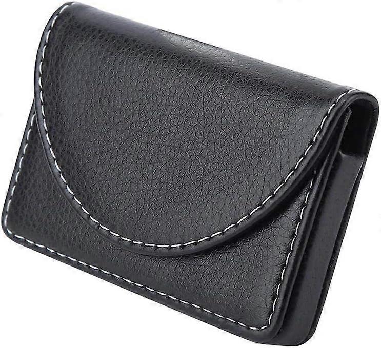 Black - Professional Business Card Holder, PU Leather Credit Card Holder with Magnetic Closure, Unisex, 1 Piece