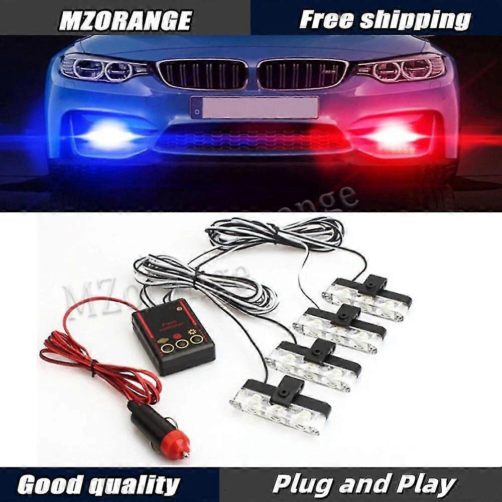 nou-nouț 4 * 3 Led Police Lights compatibil Lanternă auto Fso Cigaretteer Grill Lampă de avertizare 12v Motociclete Lumini stroboscopice Accesorii lanternă