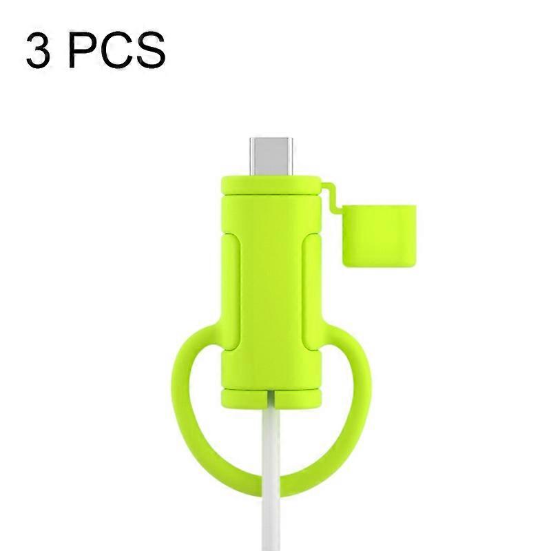 3 PCS Cable Case Set For Apple, Spec: Type-C (Mustard Green) Type-C (Mustard Green)