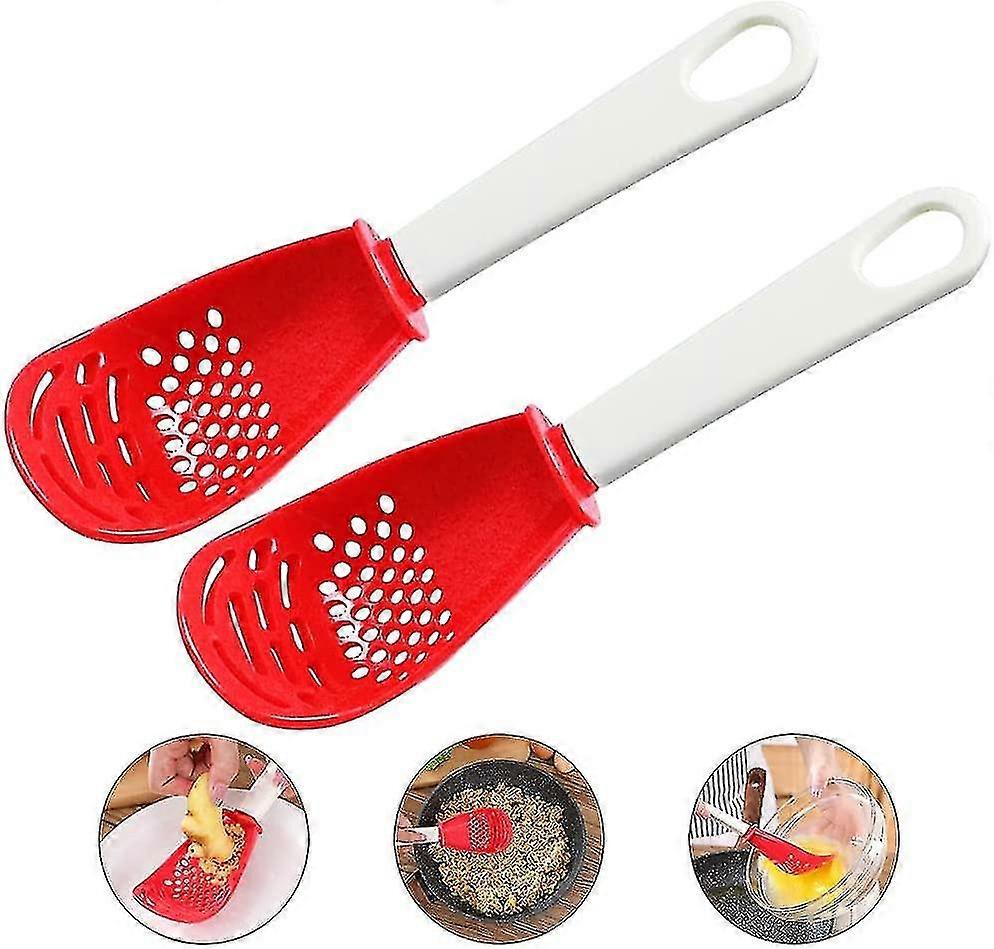 2 Pieces Of Multi-function Cookware Spoons, Kitchen Tools, Skimmer Spoons, Colander Filter Grater, Non-toxic And Heat-resistant, Used For Cooking, Dra