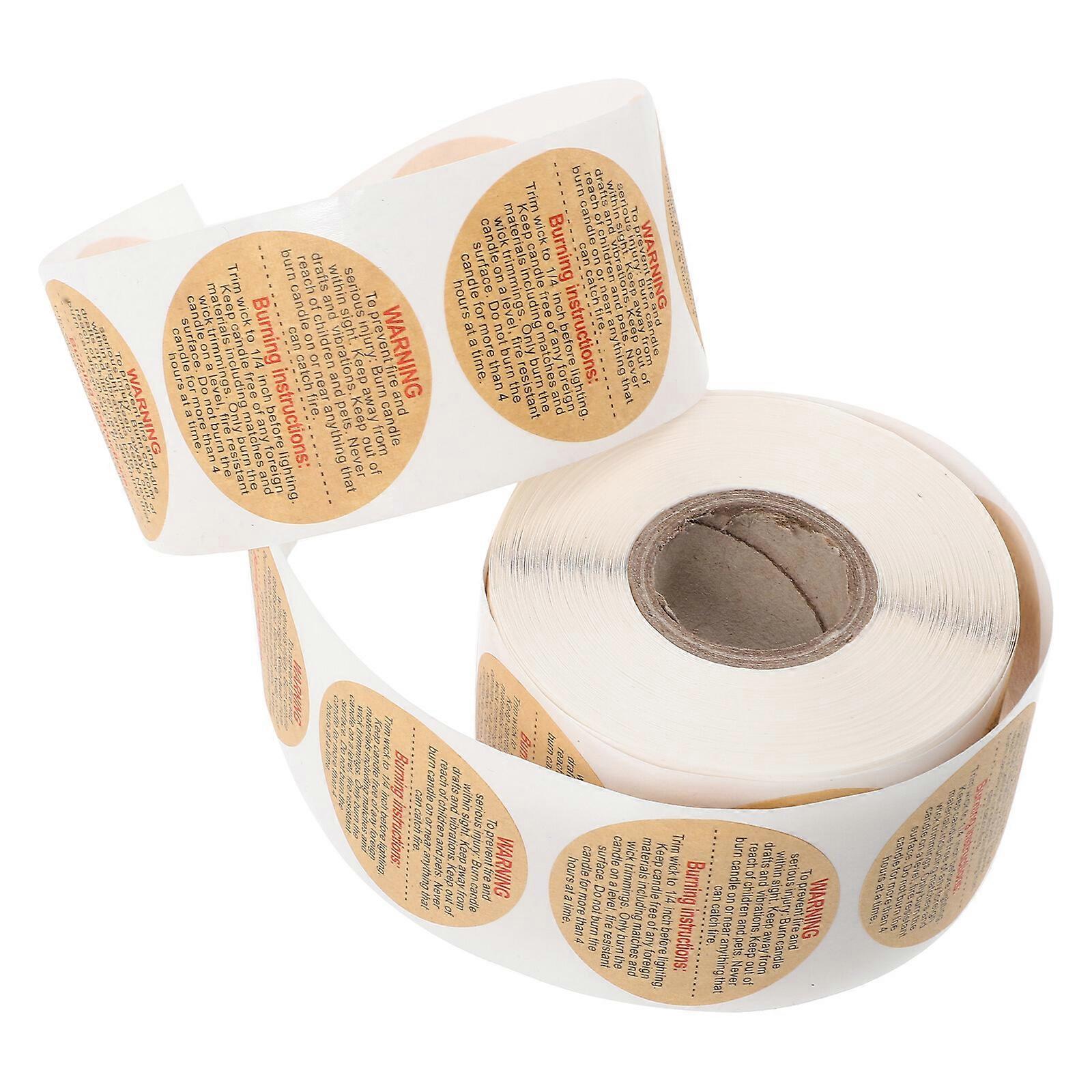 1 Roll of Candle Warning Stickers Round Candle Jar Container Warning Labels