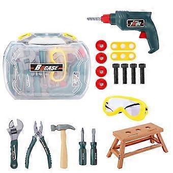 Little Engineer Portable Repair Box Toy Set Simulation Wrench Chainsaw Children's Repair Tool Toys 19-piece Set