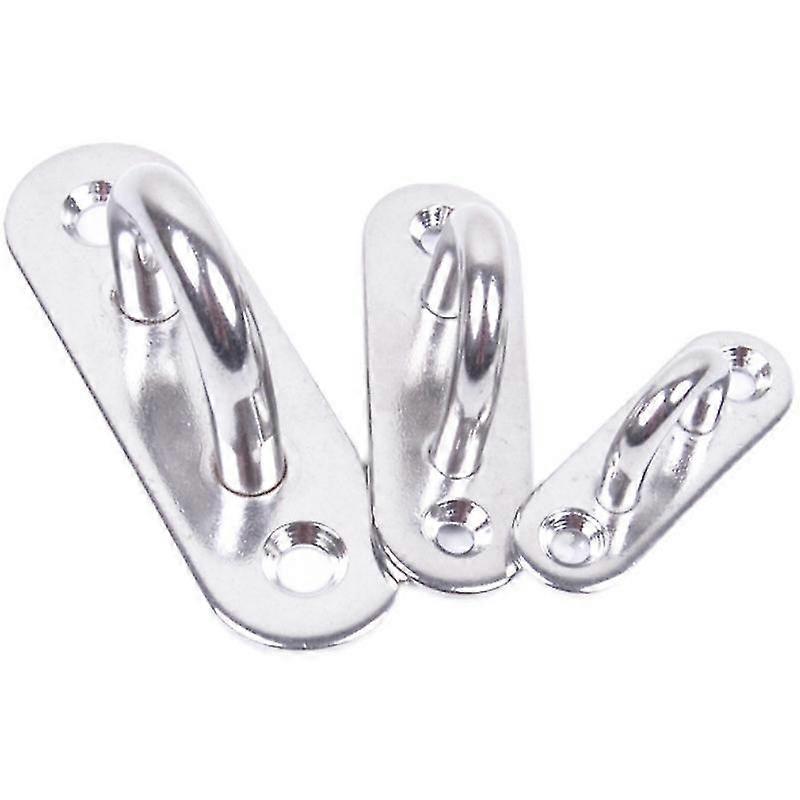 Stainless Steel Pad Eye Plate Hook Fixed Hook For Hanging Hardware Ring Hook Door Buckle (silver) (3pcs)-MXBC