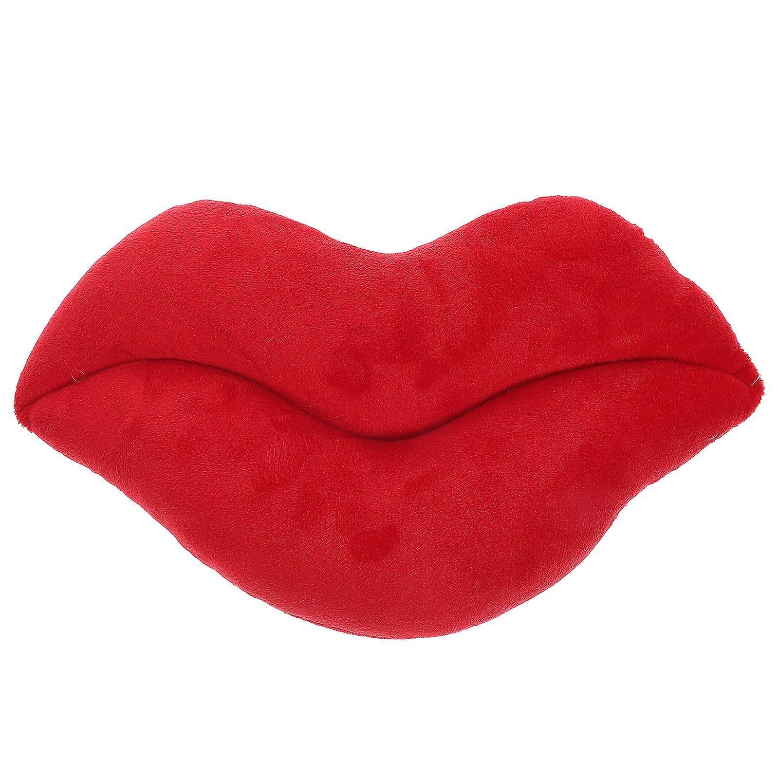30cm Home Decorative Pillow for Sofa Sexy Big Red Lips Couple Gift Short Plush PP Cotton Filled Cushion(Red)