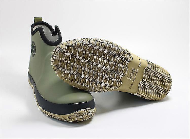 Erkek Slip-on Yağmur Botları Su Geçirmez Kauçuk Ayak Bileği Botları Açık Hava Rahat Balıkçı Botları Erkek Platform Patikleri