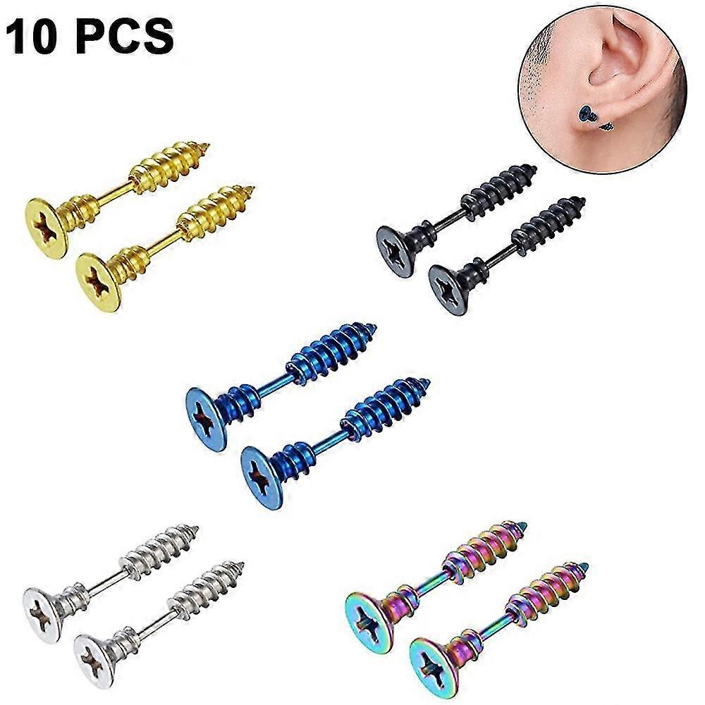 ユニセックスステンレス鋼ピアスクロスネジフープイヤリング耳スタッド