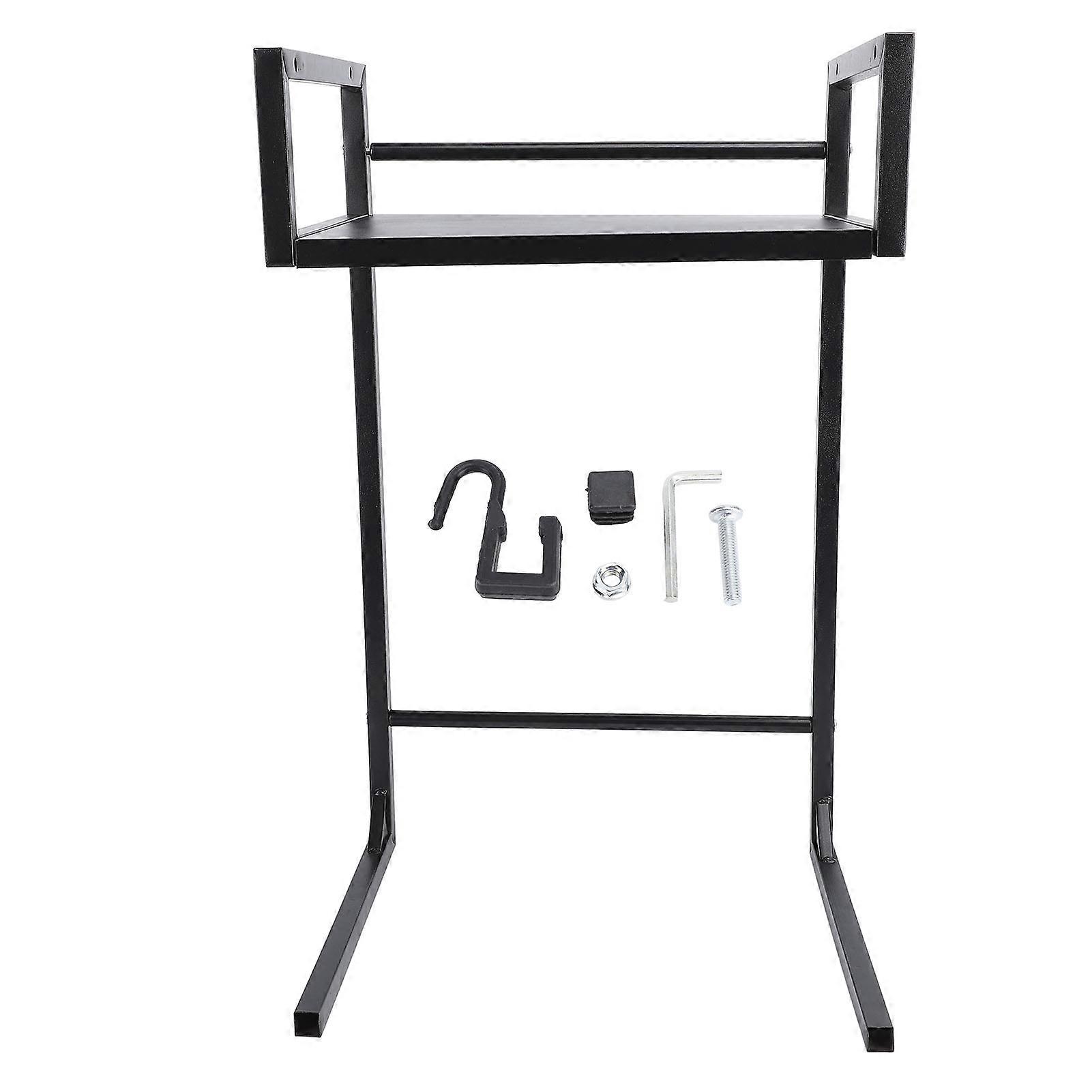 Countertop Microwave Stand Kitchen Utensil Tableware Storage Water Proof Carbon Steel Countertop Organizer Rack with 3 Hooks
