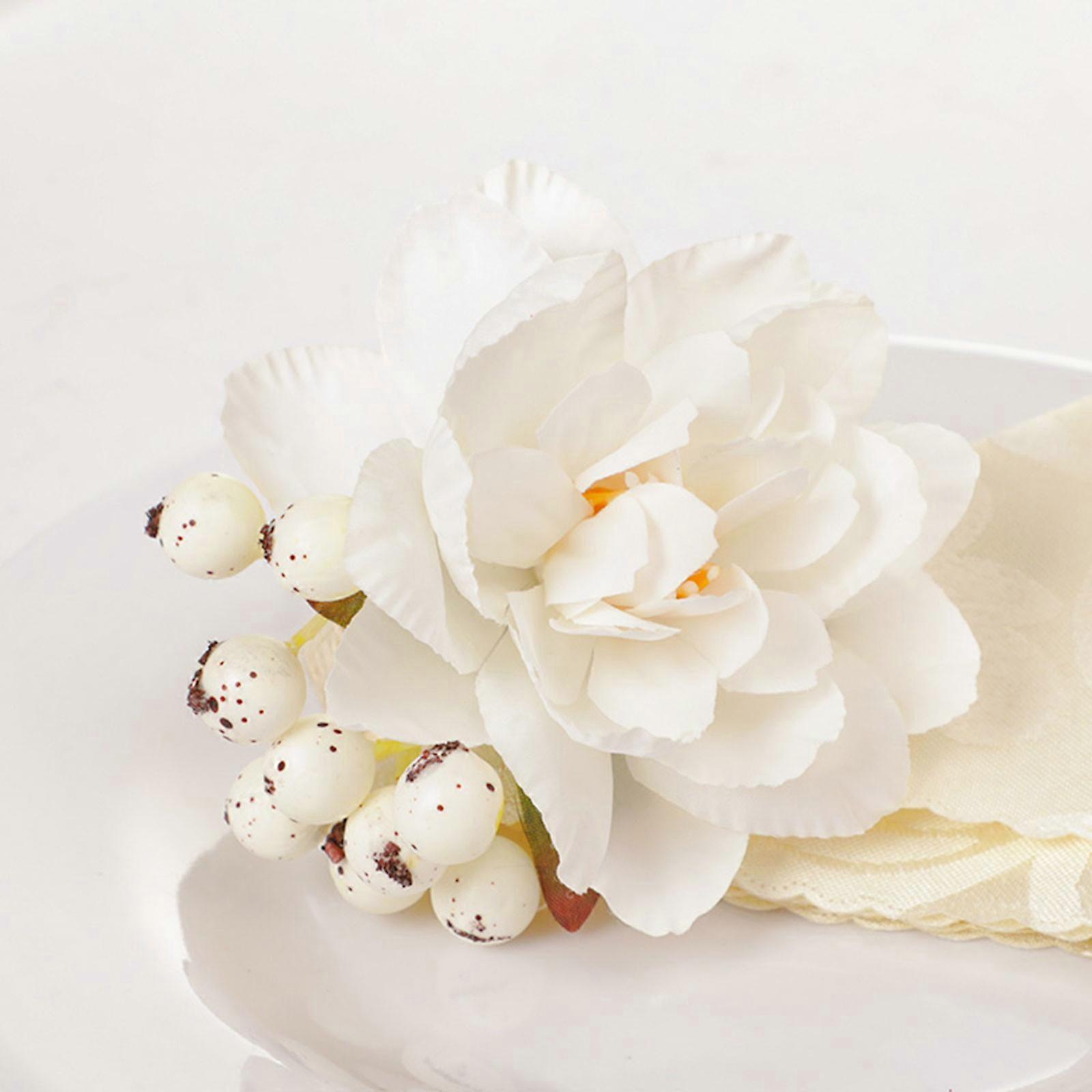 Rose Flower Napkin Rings Artificial Flower Napkin Holders Serviette Buckles