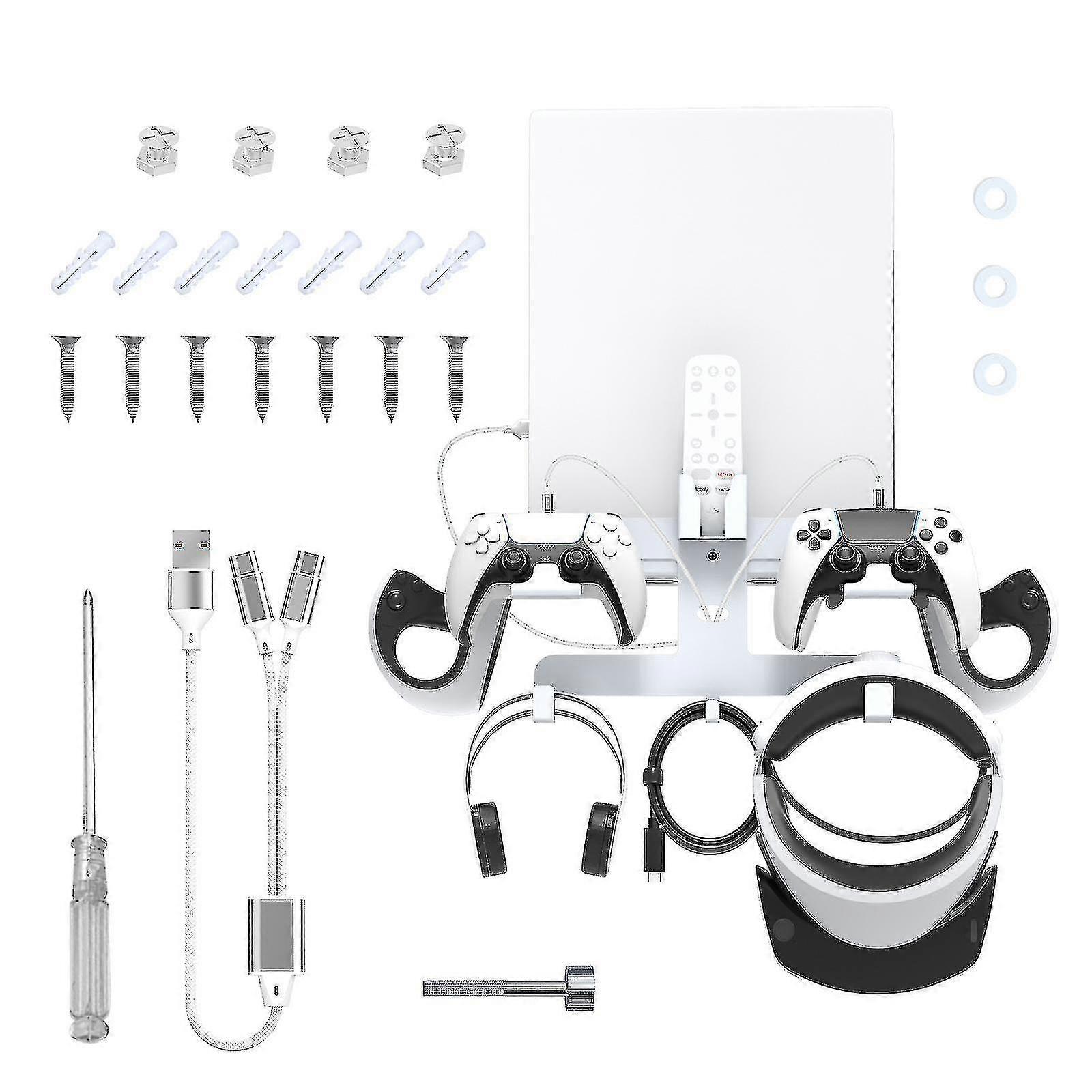 Psvr2 Wall Mount Stand, Sturdy Steel Wall Mount Bracket For Ps Vr2 Headset, Controllers, Remote And Cable For Psvr2