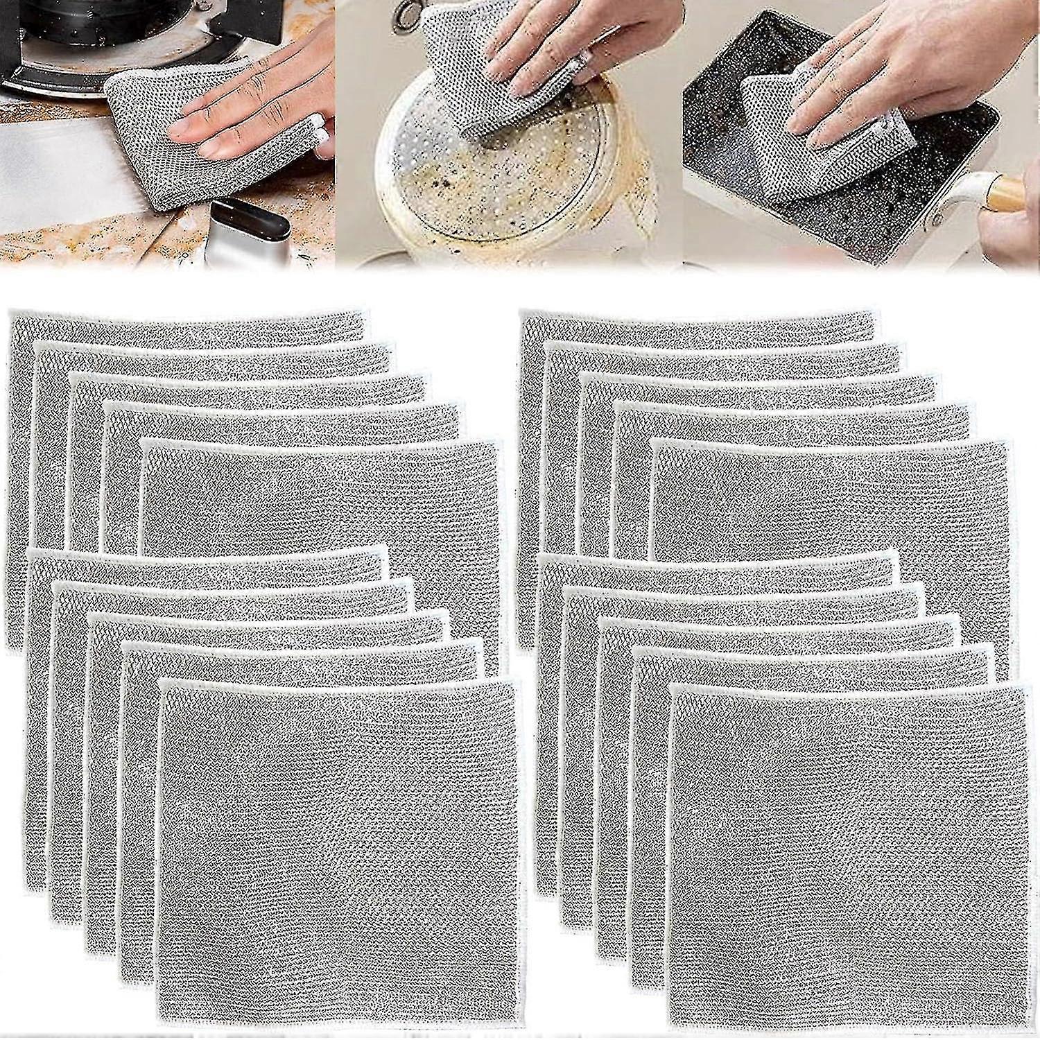 2023 Nuovo strofinaccio metallico antigraffio multifunzionale, strofinaccio giapponese in filo d'acciaio, stracci per piatti in filo metallico multiuso per bagnato e asciutto, scrub e pulisce