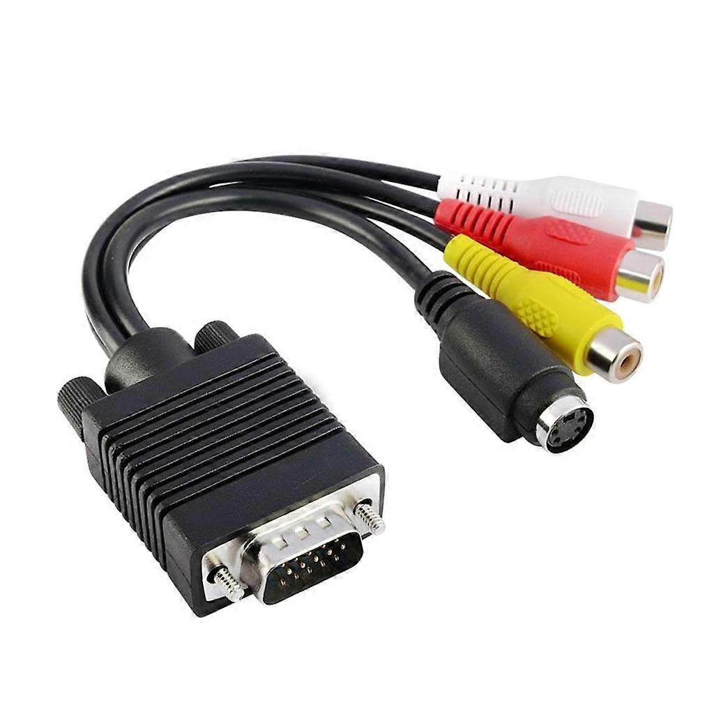PC Connected to TV Adapter VGA to 3RCA Plus S Sub-terminal Cable VGA to S+AV