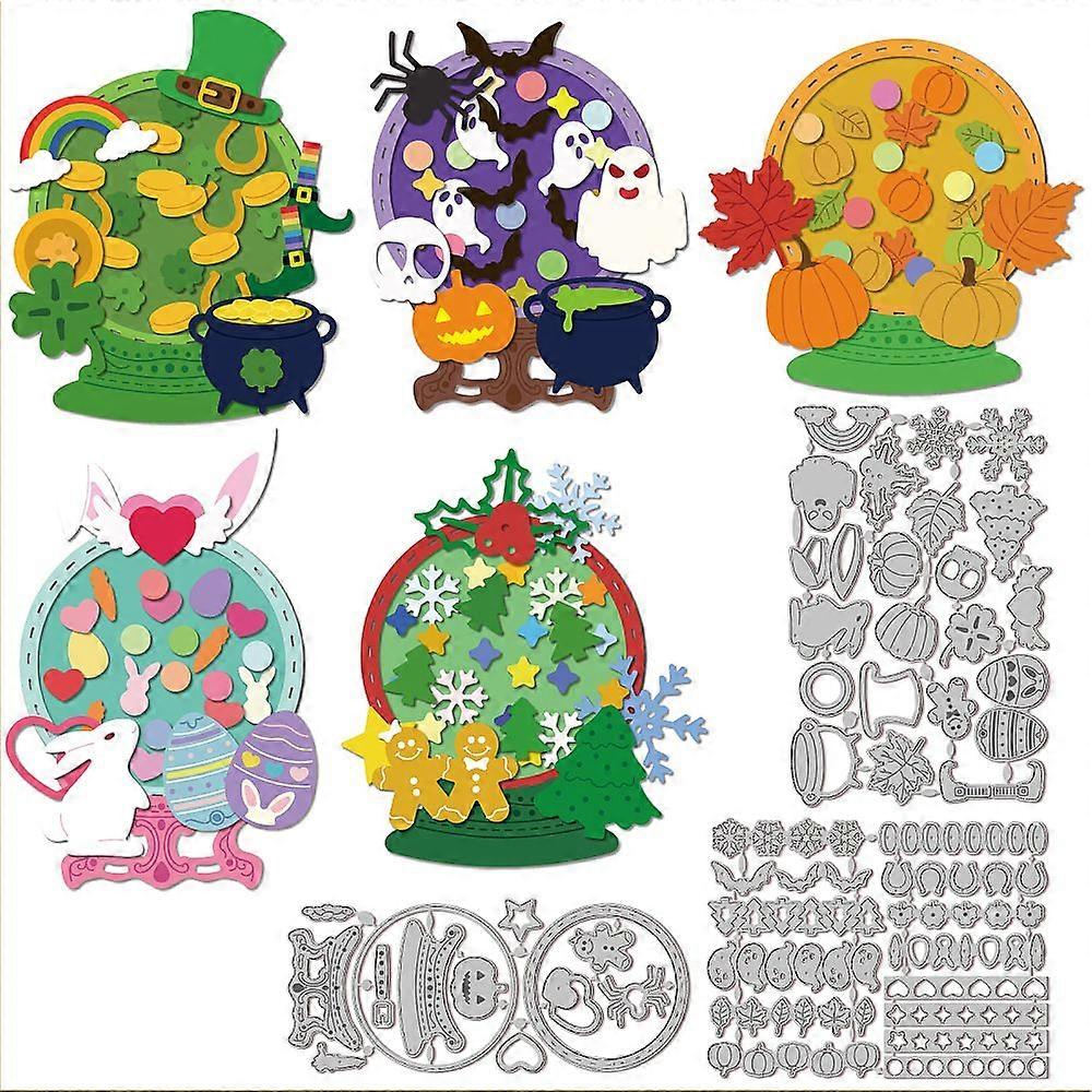 Carbon Steel Cutting Dies Stencils for DIY Scrapbooking Photo Album Decorative Embossing Paper Card Mixed Shapes 136~160x69~104x0.8mm 3pcs/set