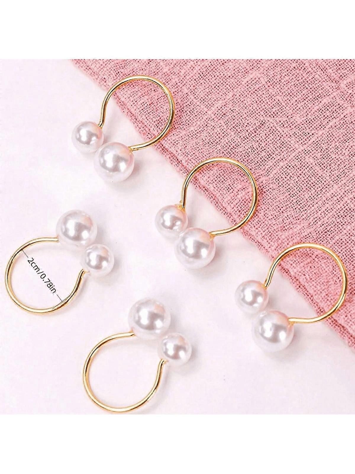 10 stk / 100 stk metal imiteret perle serviet ringe, guldfarve serviet holdere, bordplade serviet clips til bryllup banket bordindretning, gælder for fest, fa