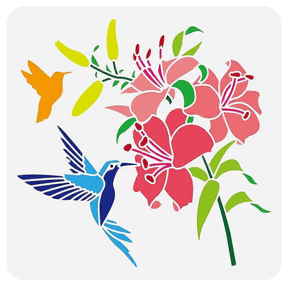 1pc PET Hollow Out Drawing Painting Stencils for DIY Scrapbook Photo Album Bird Pattern 30x30cm