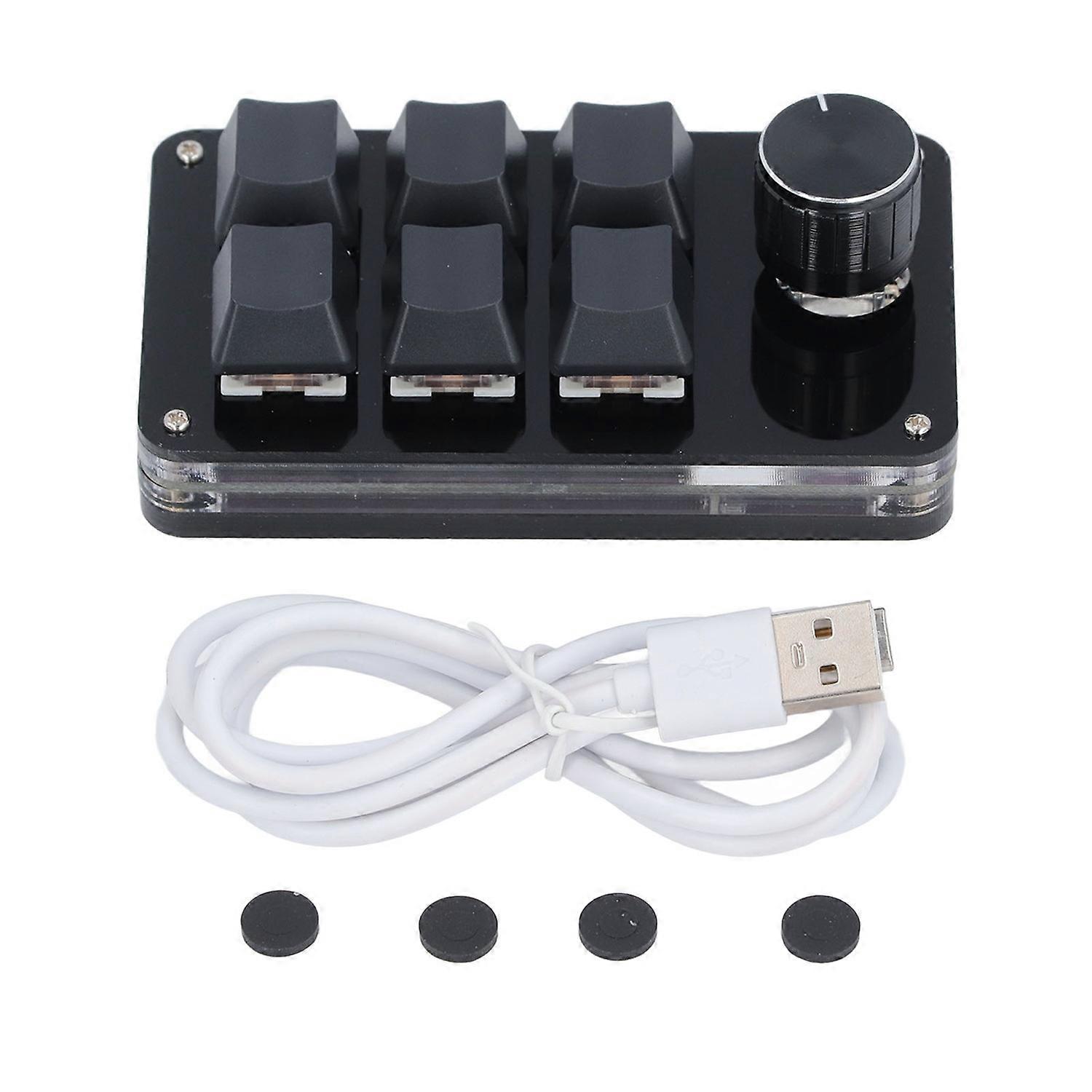 Mini Macro Mechanical Gaming Keyboard 6 Keys 1 Knob Programming Macro Pad for Laptop Computers 