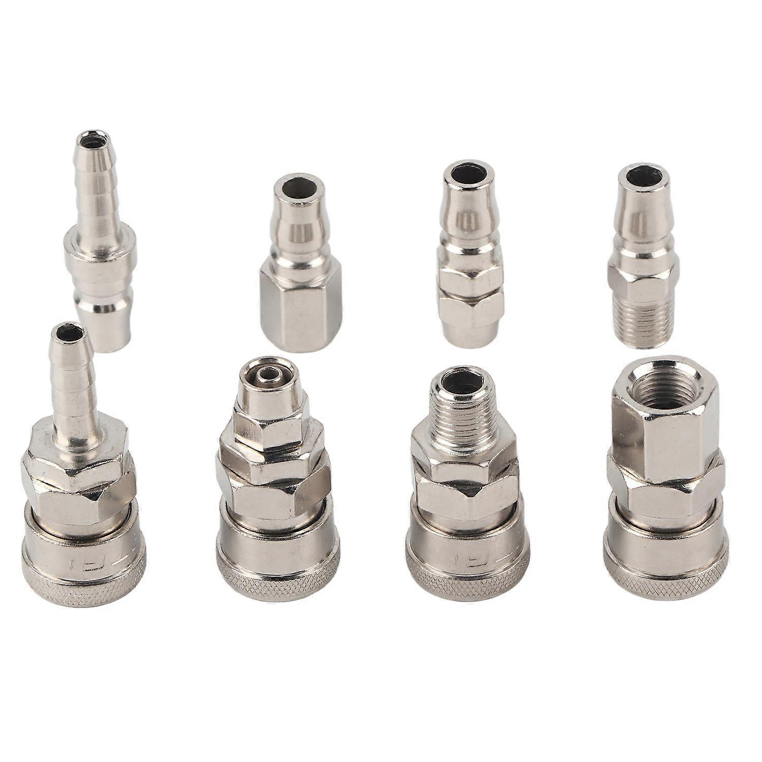 8Pcs 1/4” Pneumatic Quick Fittings Release Plug Socket Connector Set for Air Compressor Hose