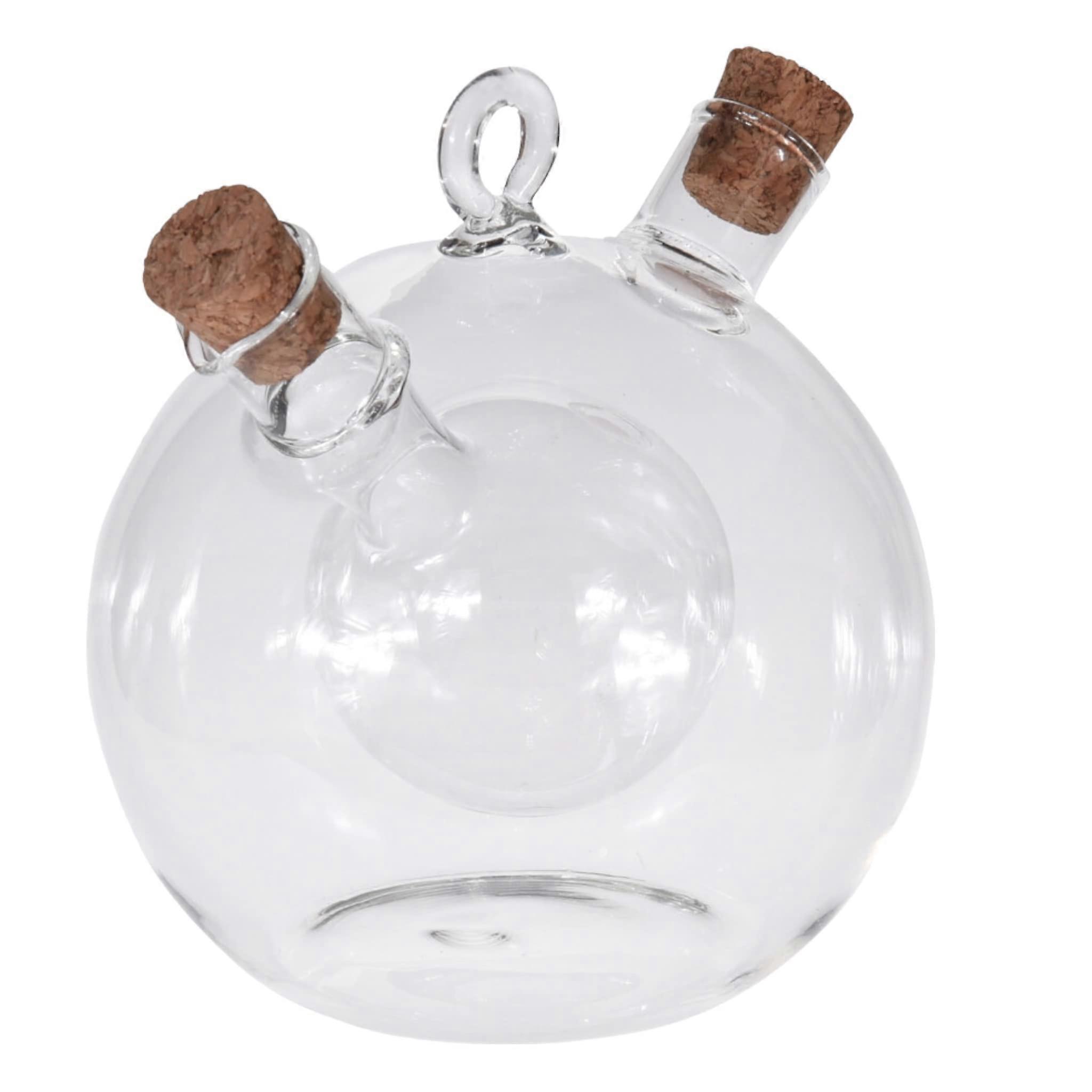 2-in-1 Glass Vinegar and Oil Dispenser Set with Corks, 60ml & 430ml, 11x12 cm for Kitchen Storage and Serving