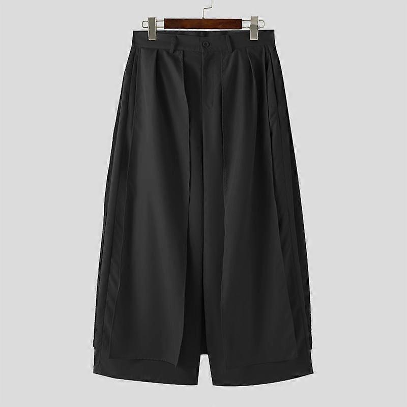 INCERUN Men High Waist Wide Leg Pants Casual Yayers Palazzo Pants
