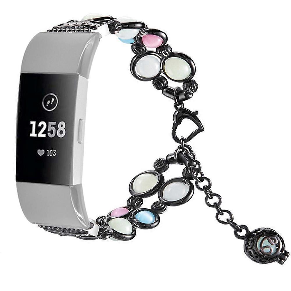 Dla Fitbit Charge 5 Agate Luminous Bead Steel Watch Band