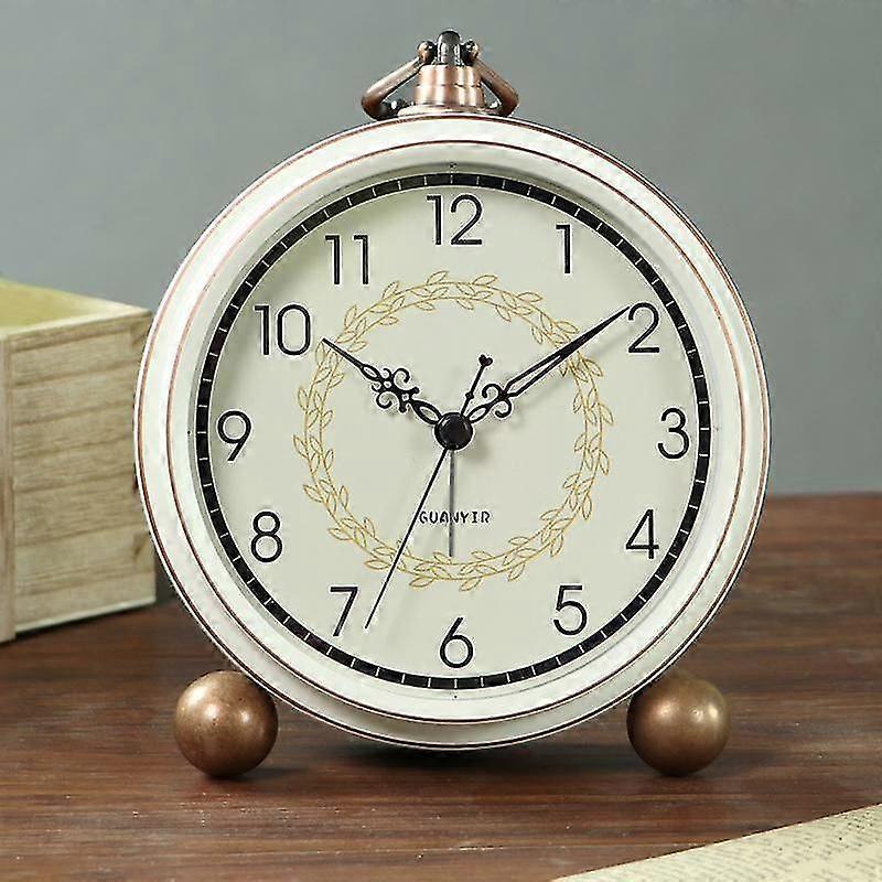 Alarm Clock, Retro Non-ticking Table Clock Battery Operated Small Alarm Clock With Quartz Analog, De