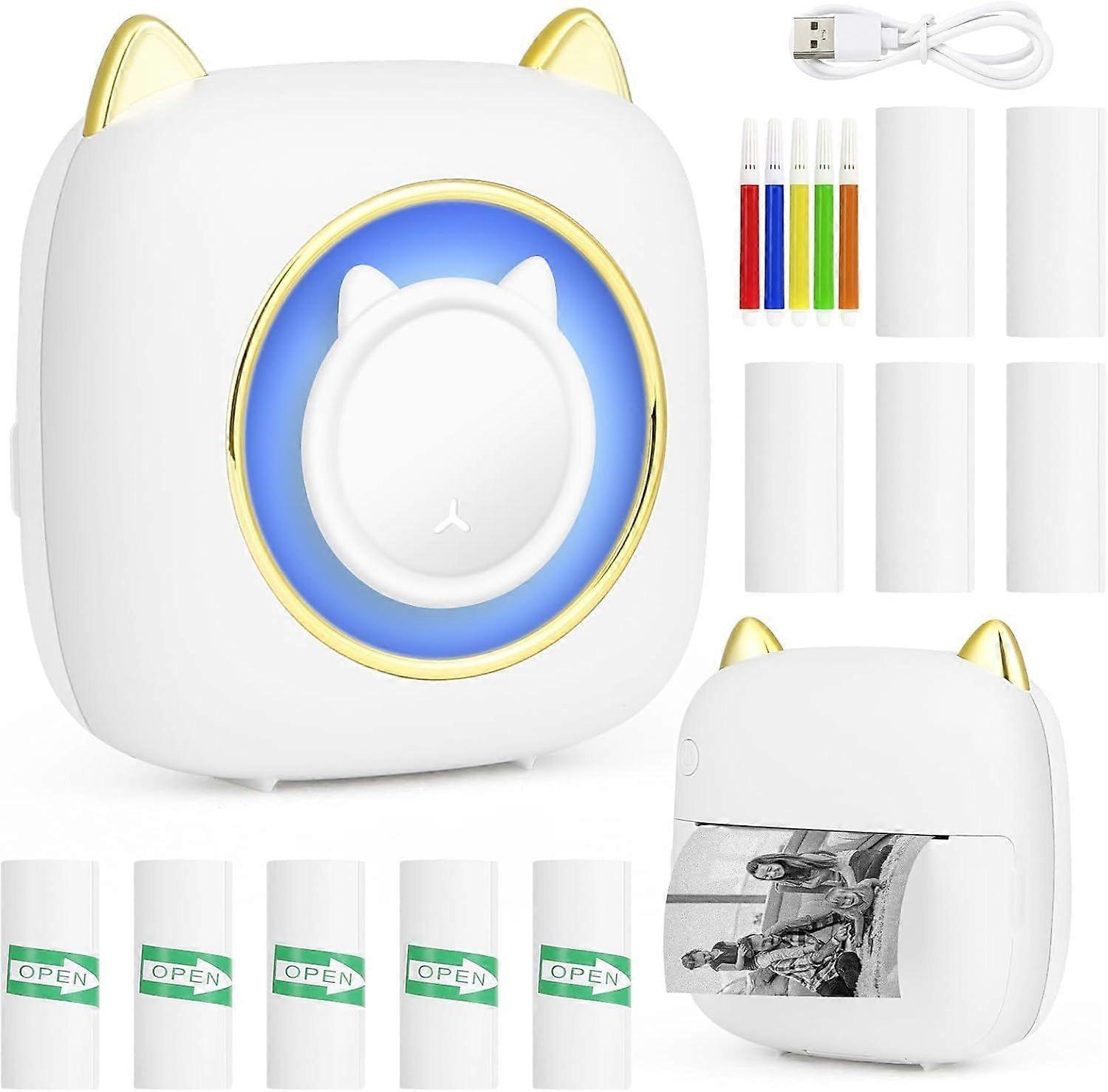 Mini Portable Photo Printer, Wireless Bluetooth Instant Thermal Printer with 10 Rolls Thermal Paper, Printer