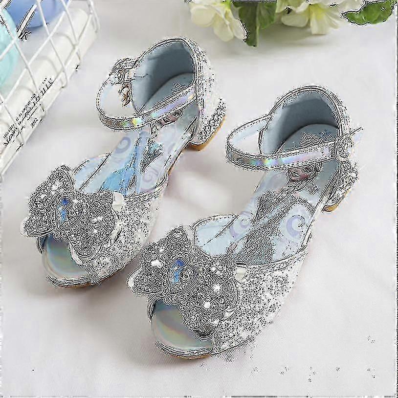 Girls Sandals Frozen 2 Elsa Princess Shoes Little Girls Crystal Shoes Children High Heels Catwalk Show Shoes