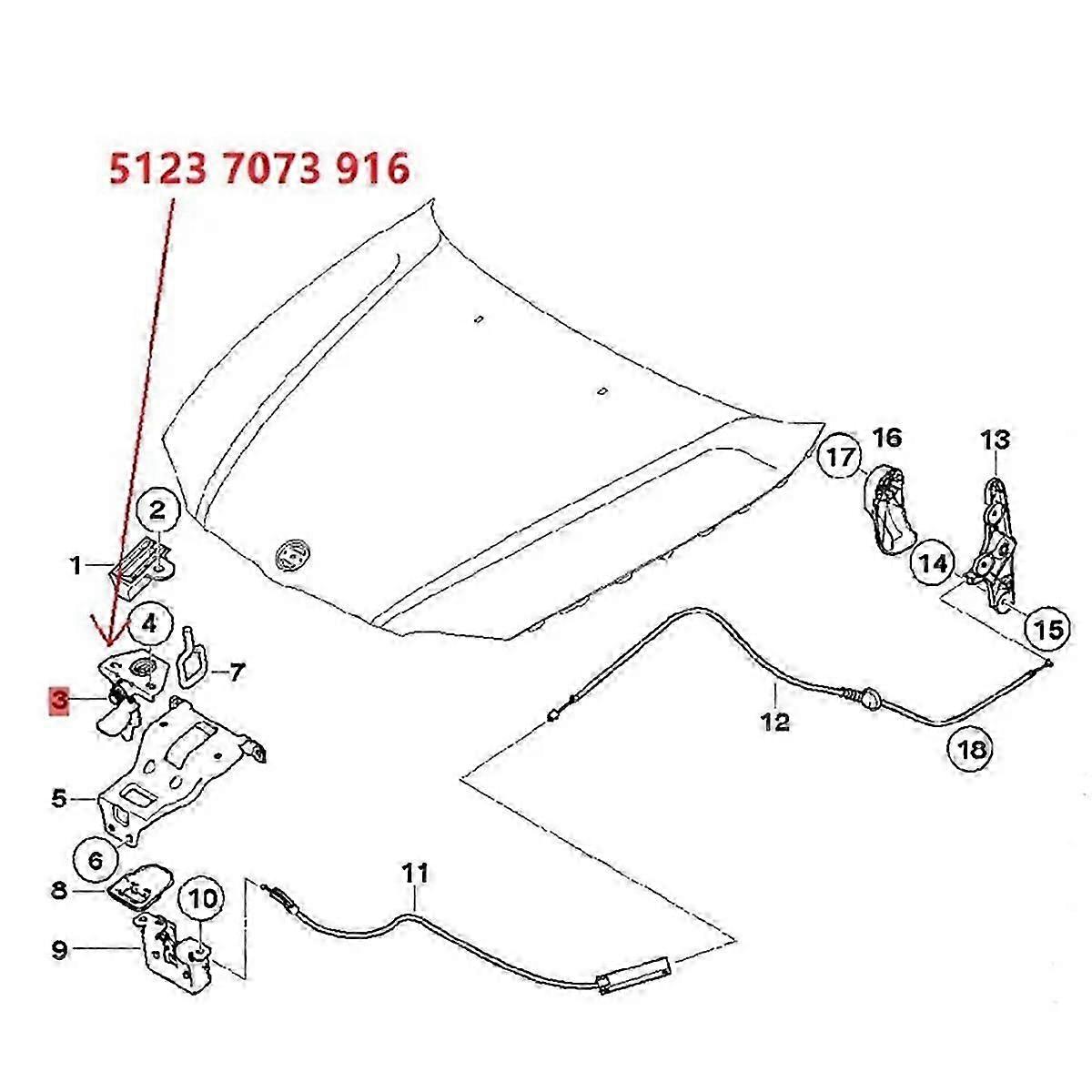 51237073916 Hood Safety Catch Latch Lock Hook Model Hood Lock for E90 / E91