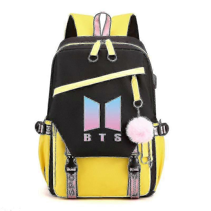 BTS Youth Group حقيبة ظهر USB شحن حقيبة ظهر ذات سعة كبيرة حقيبة مدرسية للطلاب