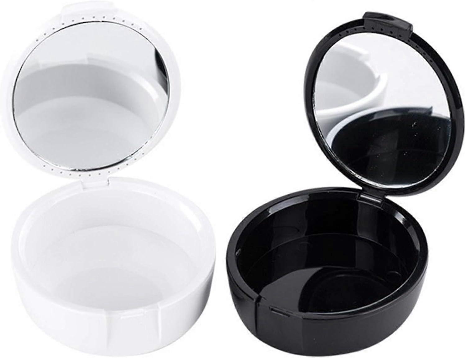 2 Pieces Denture Box, Small Tooth Box with Mirror Health Orthodontic Denture Box Storage Holder, Portable Denture Box