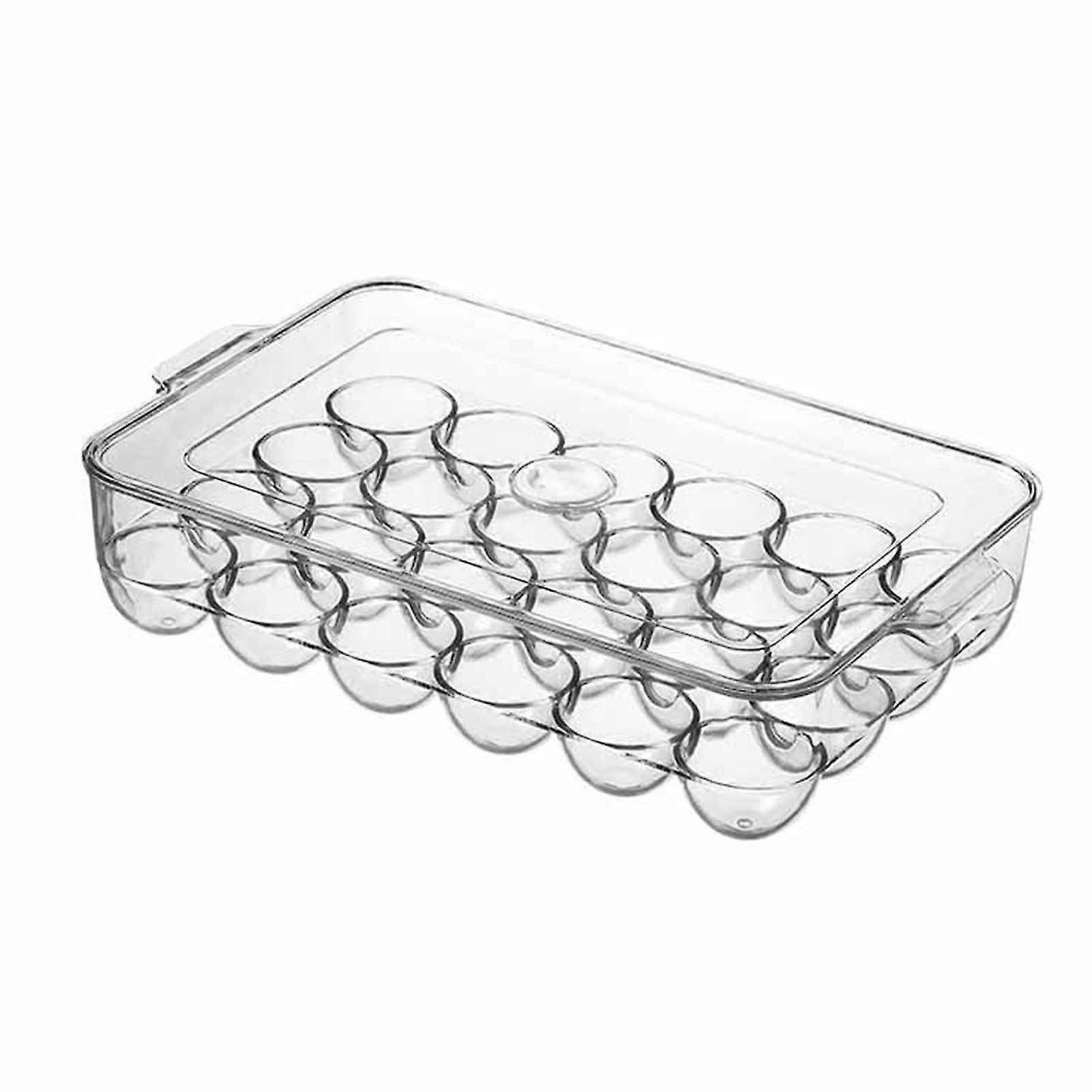 Clear Covered Egg Holders for Refrigerator 24 Egg Holder Tray Storage Box Dispenser Stackable