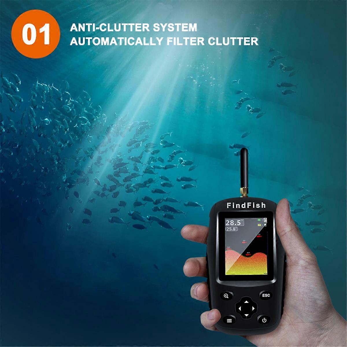Smart English Russian Menu Wireless Sonar Portable Fish Finder Sensor Alarm River Lake Sea Bed Live