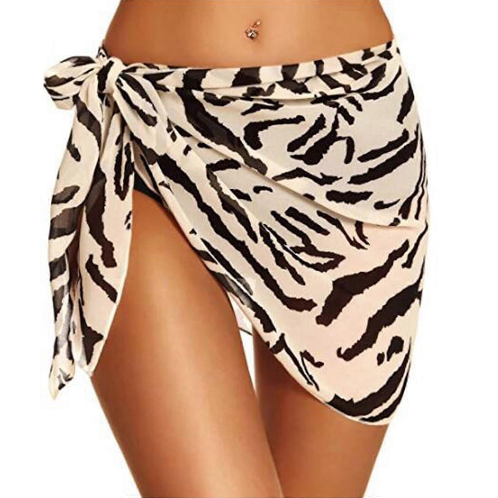 Femmes Maillots de bain Sexy Maillot de bain Cover up Mousseline de soie Pure Beach-Sarong-Pareo Bikini Maillot de bain Short Wrap Jupe buff zèbre