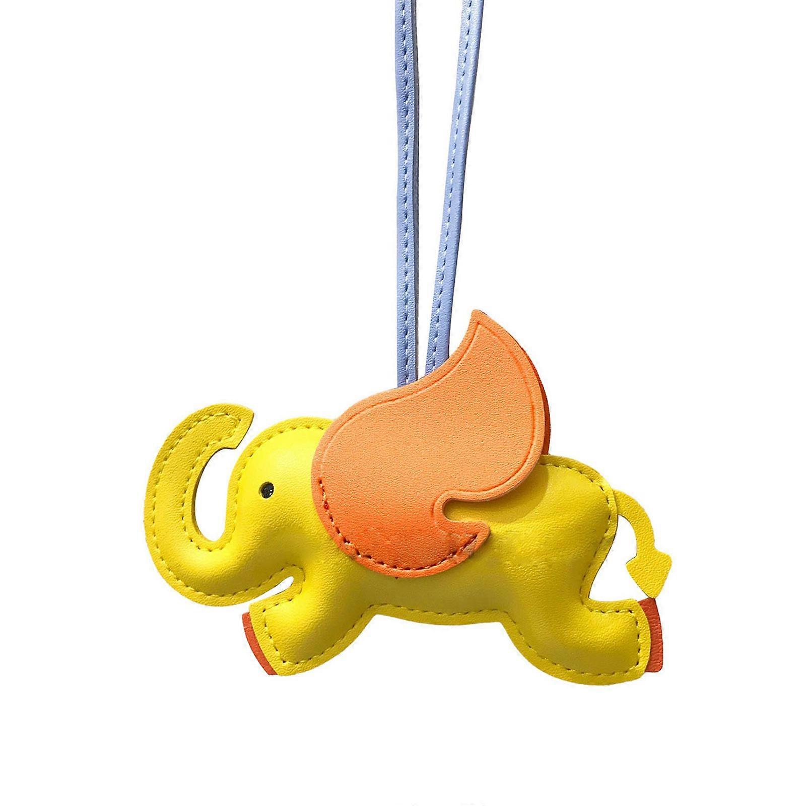 Elegant Elephant Bag Pendant Keyring Soft Cartoon Key Chain Accessory for Women Girl Bag Purse Backpack Handbag Yellow