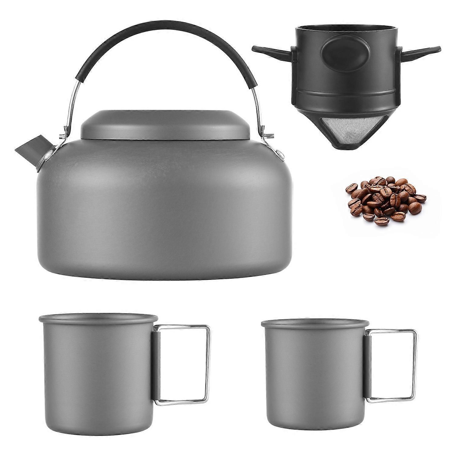 Camping Kettle with Cup and Coffee Filter for Outdoor Boiling Water Kettle Backpacking Kettle 1.4L A