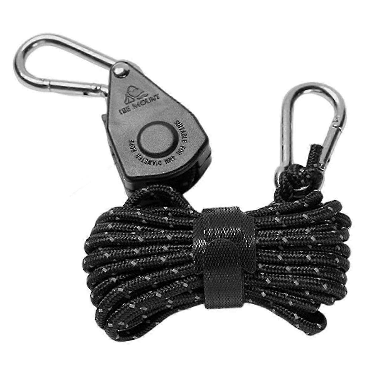 Black 5Pcs Portable Adjustable Fixed Camping Rope, Quick Release Pulley Camping Rope, Suitable for Tents and Tarps