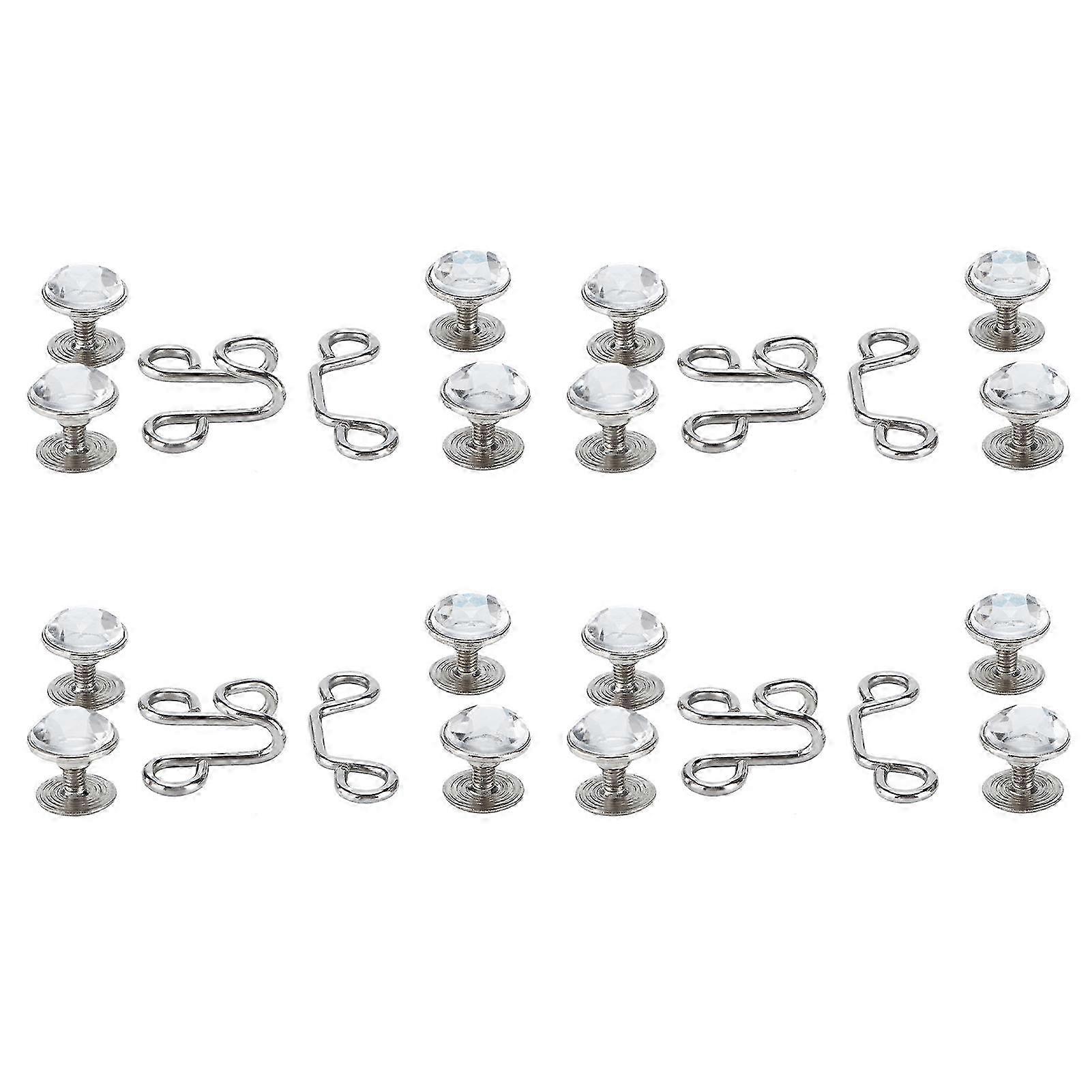 16Pcs Button Pins Reusable Sturdy Durable Detachable Card Slot Design Convenient Jean ButtonSmall White Rhinestone