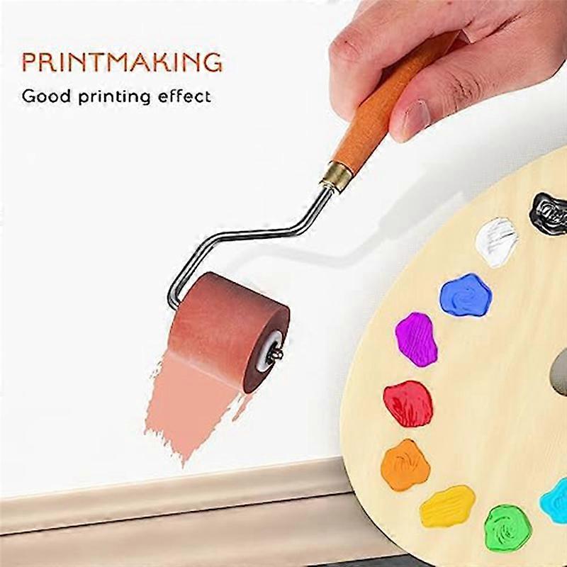 Brayer Roller Paint Brush Ink Applicator Tool for Printmaking (3Pcs)