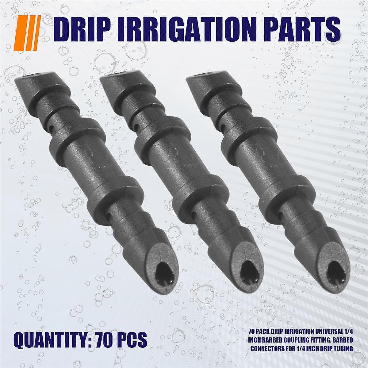 70 Pack Drip Irrigation Universal 1/4 inch Barbed Coupling Fitting