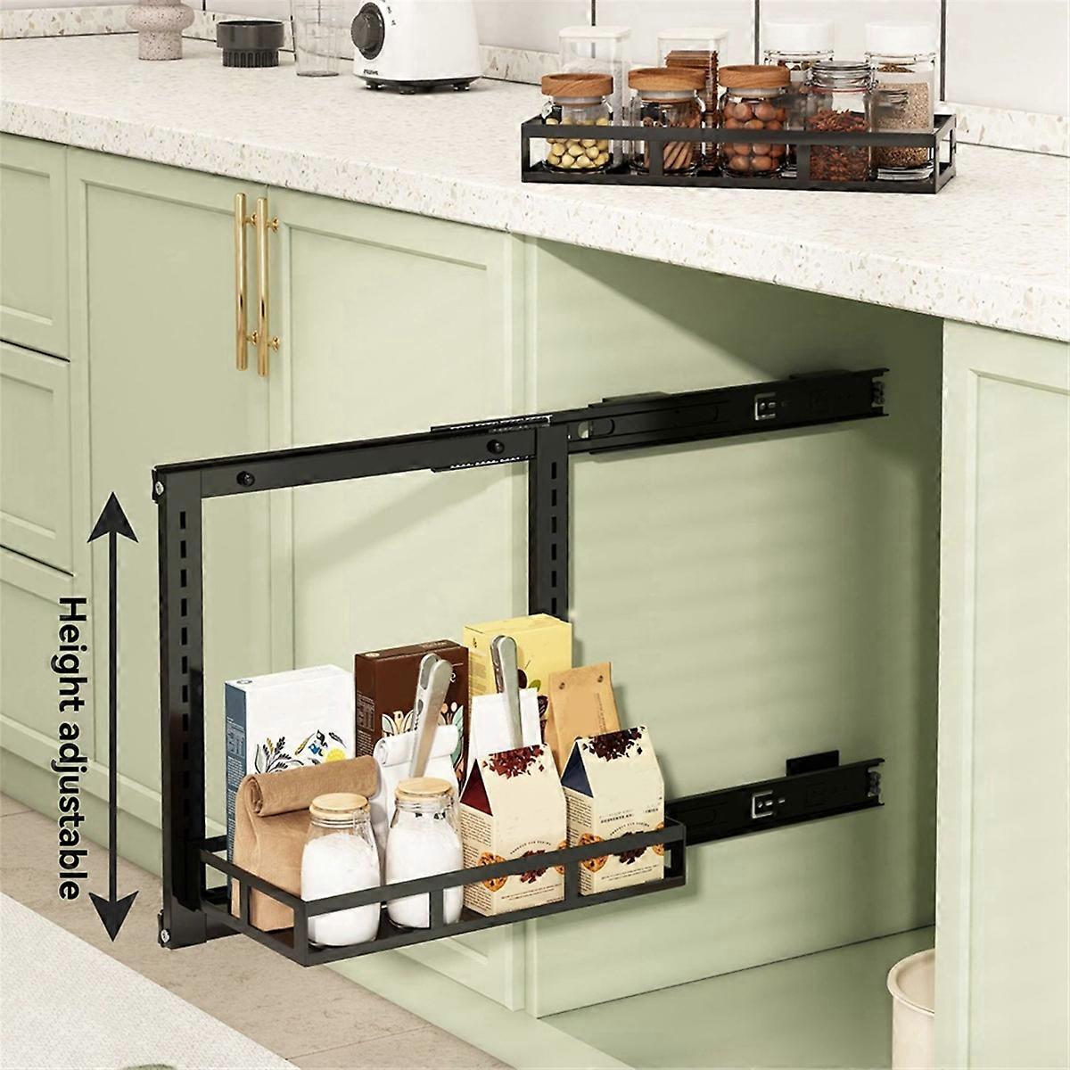30CM Two-Tier Kitchen Sink Storage Rack with Pull-Out Baskets for Bathroom Organization