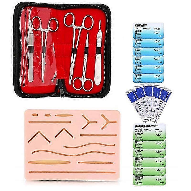 Complete Suture Kit compatible Students,Including Silicone Suture Pad and Suture Tool Practice Sutur