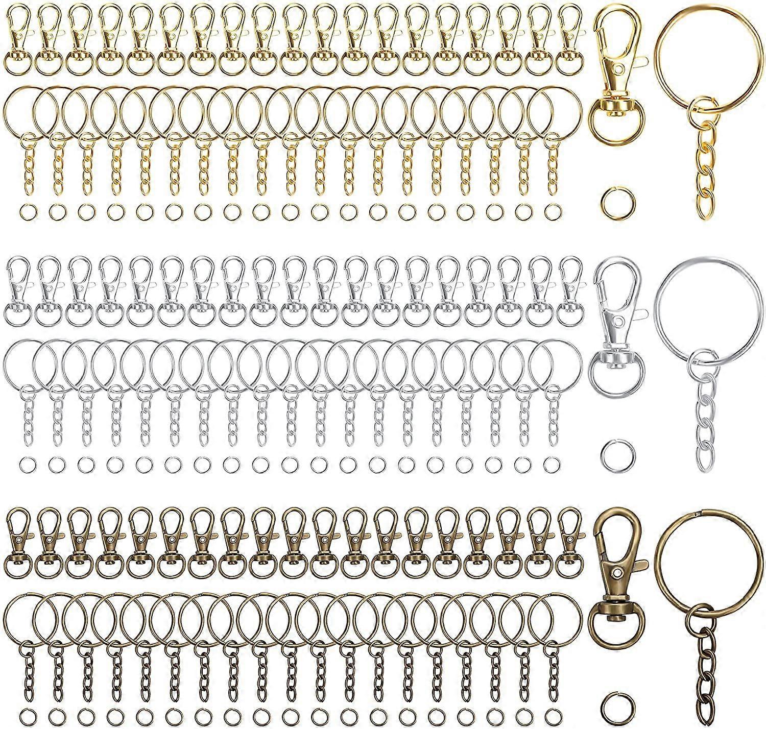Metal Swivel Snap Lobster Hook Clasp, Key Rings with Chain and Open Split Jump Rings (180 Pack)