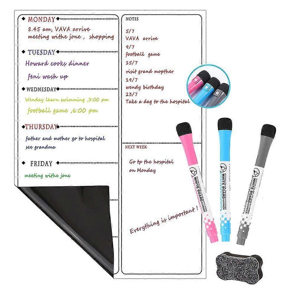 Magnetic Dry Erase Calendar for Refrigerator - Includes 3 Markers, Easy Clean, Non-Slip Backing, Perfect for Organizing
