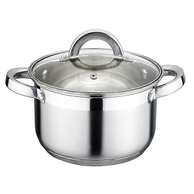 Stainless Steel Stock Pot with Lid, 5-Layer Thickened Base, Double-Ear Design, Induction and Gas Stove Compatible