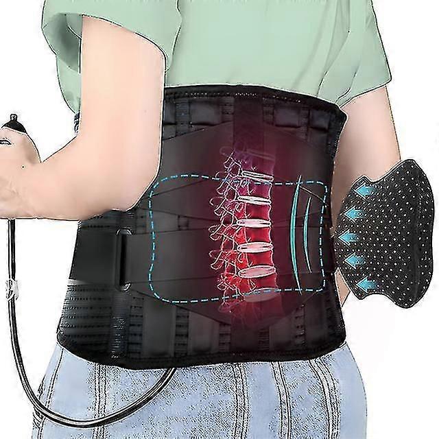 Lumbar Support Belt With Inflatable Pad Relieve Waist Pain Dual Adjustable Support Straps Lower Back Brace For Herniated Disc