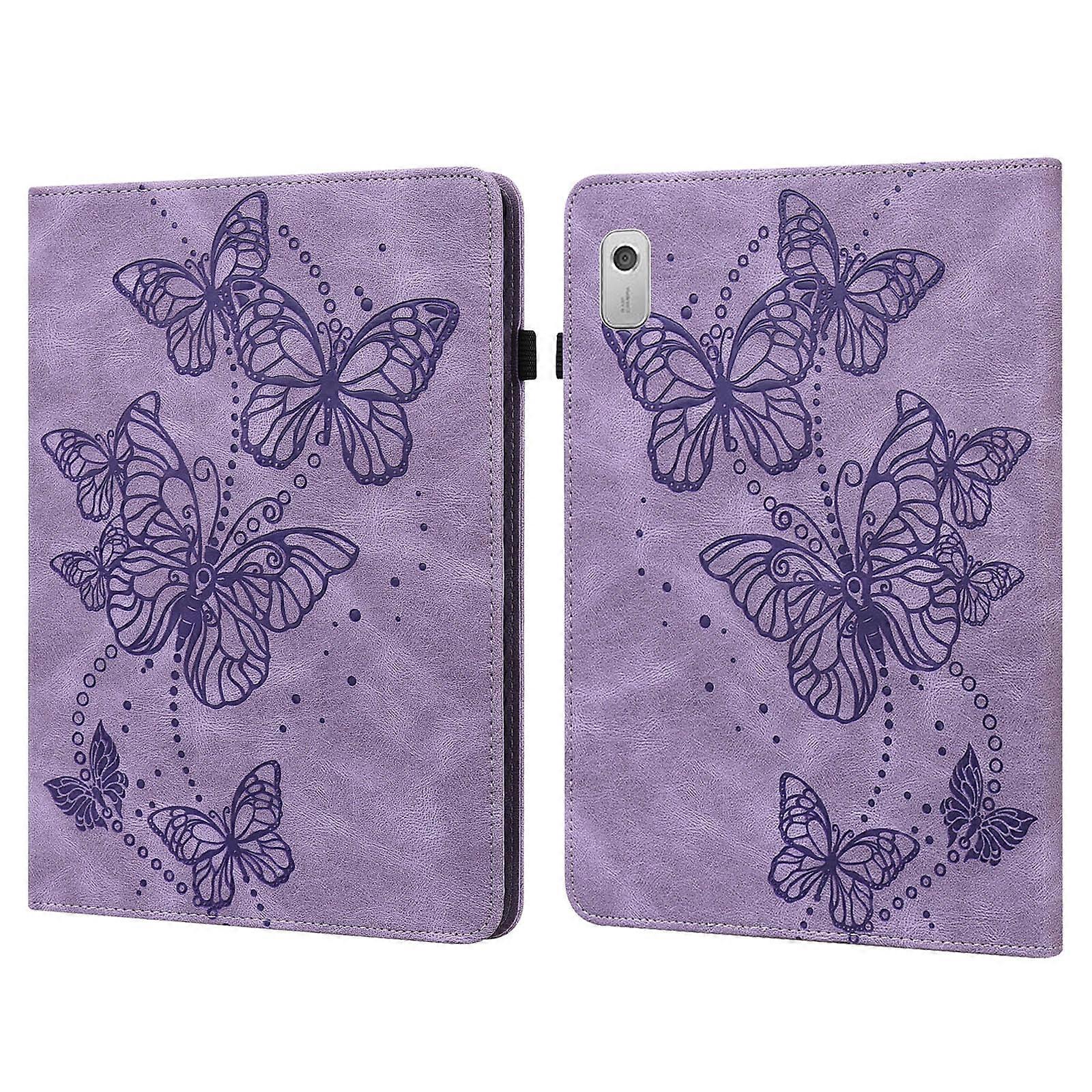 For Lenovo Tab M8 4th Gen Embossed Butterfly Pattern Leather Tablet Case