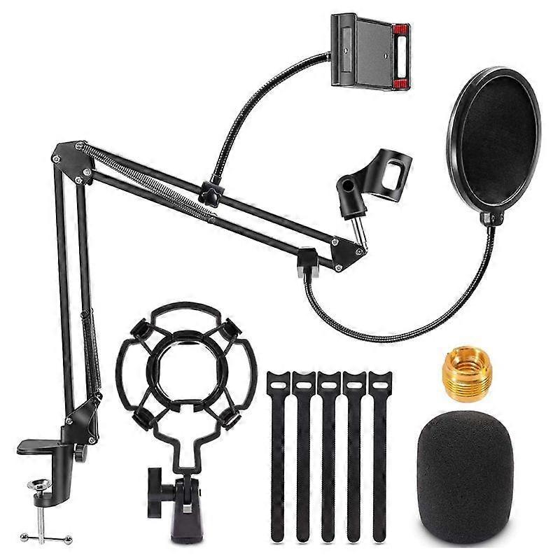 Mikrofonstativer Dual Mic Clip Boom Arm Foldbart stativ Mikrofon Stødbeslag