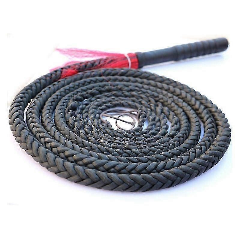 Γνήσιο δερμάτινο bullwhip για ενήλικες, σχέδιο μόδας νάιλον para-cord bullwhip πλήρως χειροποίητο για πολεμικές τέχνες & προπόνηση γυμναστικής (1m, μαύρο)