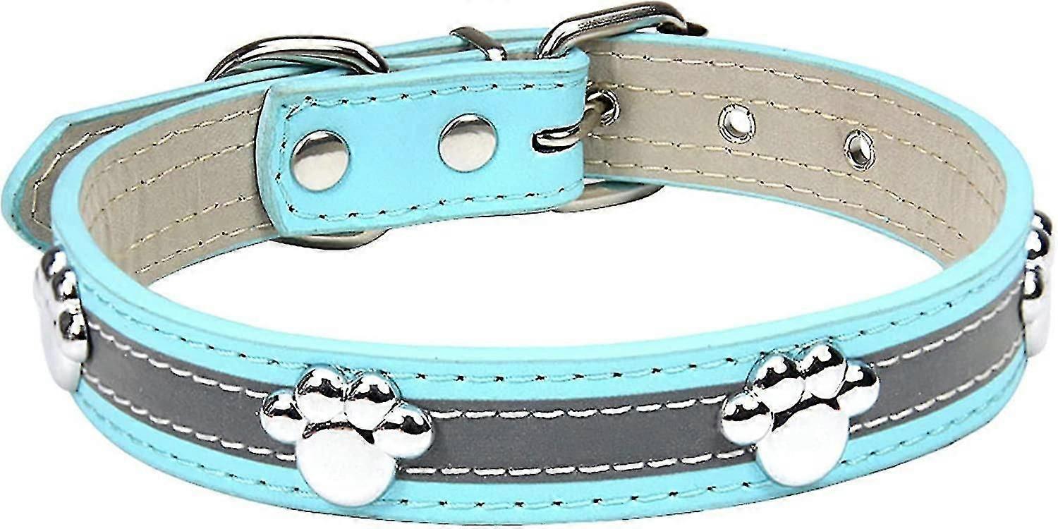 Veeki反射犬の首輪かわいい足のリベットがちりばめられた面白い柔らかいPuの革調節可能な子犬の犬の首輪小さい中型大型犬の猫のための